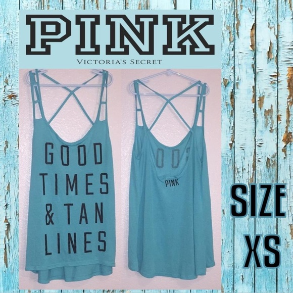 VS PINK Turquoise Good Times Tan Lines Tank Top VS PINK Turquoise Good Times Tan Lines Tank Top